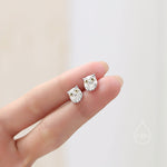Cute Baby Owl Face Stud Earrings in Sterling Silver, Owl Bird Earrings, Nature Inspired Animal Earrings