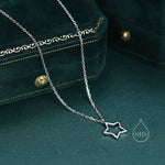 Open Star Pendant Necklace in Sterling Silver, Silver or Gold, Open Star Halo Necklace, Minimal Star Pendant