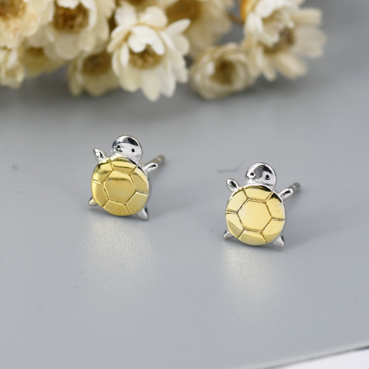 Cute Little Turtle Stud Earrings in Sterling Silver - Animal Stud Earrings - Nature Inspired - Cute, Fun, Whimsical
