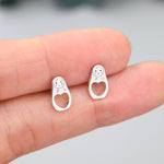 Sterling Silver Nesting Doll Stud Earrings, Silver Finish or Gold Finish, Nesting Doll Earrings