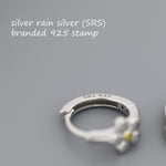Daisy Huggie Hoop in Sterling Silver, Partial Gold, Flower hoop Earrings, Forget Me Not Floral Earrings, 8mm Inner Diameter