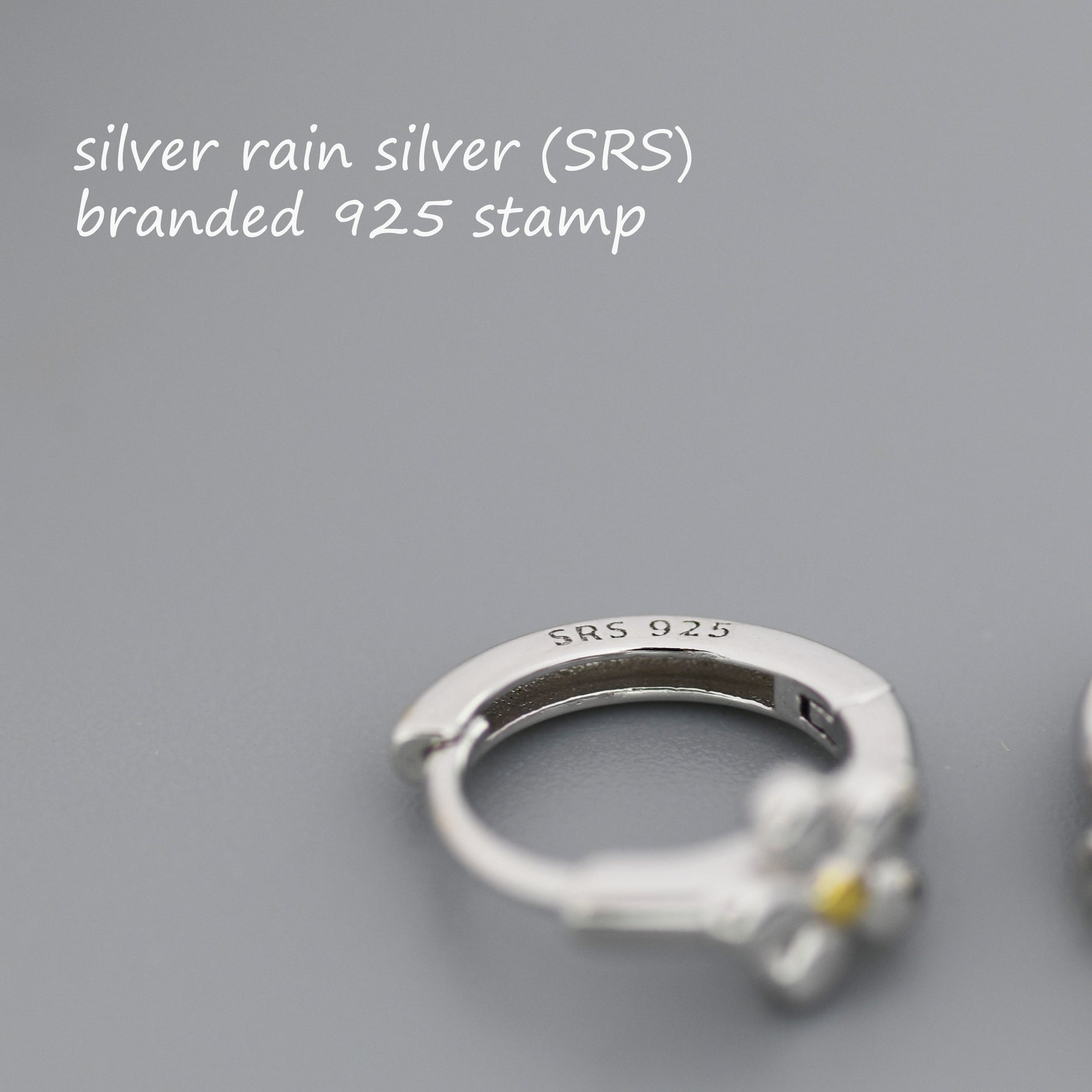 Daisy Huggie Hoop in Sterling Silver, Partial Gold, Flower hoop Earrings, Forget Me Not Floral Earrings, 8mm Inner Diameter