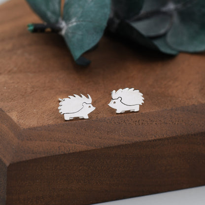 Hedgehog Stud Earrings in Sterling Silver, Silver or Gold, Cute Fun and Quirky Animal Jewellery, Woodland Inspired.