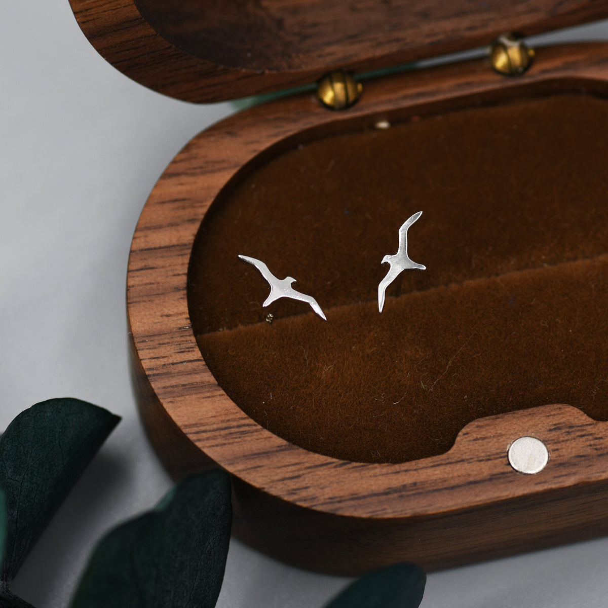 Albatross Bird Stud Earrings in Sterling Silver, Silver or Gold, Seagull Earrings, Flying Bird Earrings, Nature Inspired Animal Earrings
