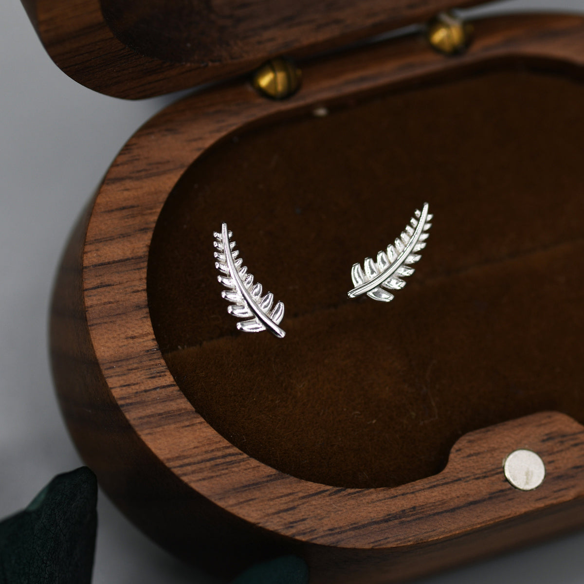 Little Fern Leaf Stud Earrings in Sterling Silver - Plant Earrings - Natured Inspired Earrings - Cute, Fun, Whimsical