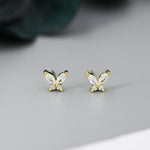 Sterling Silver CZ Butterfly Stud Earrings, Gold or Silver or Rose Gold, Marquise CZ Earrings, Stacking Earrings