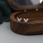 Sterling Silver CZ Butterfly Stud Earrings, Gold or Silver or Rose Gold, Marquise CZ Earrings, Stacking Earrings