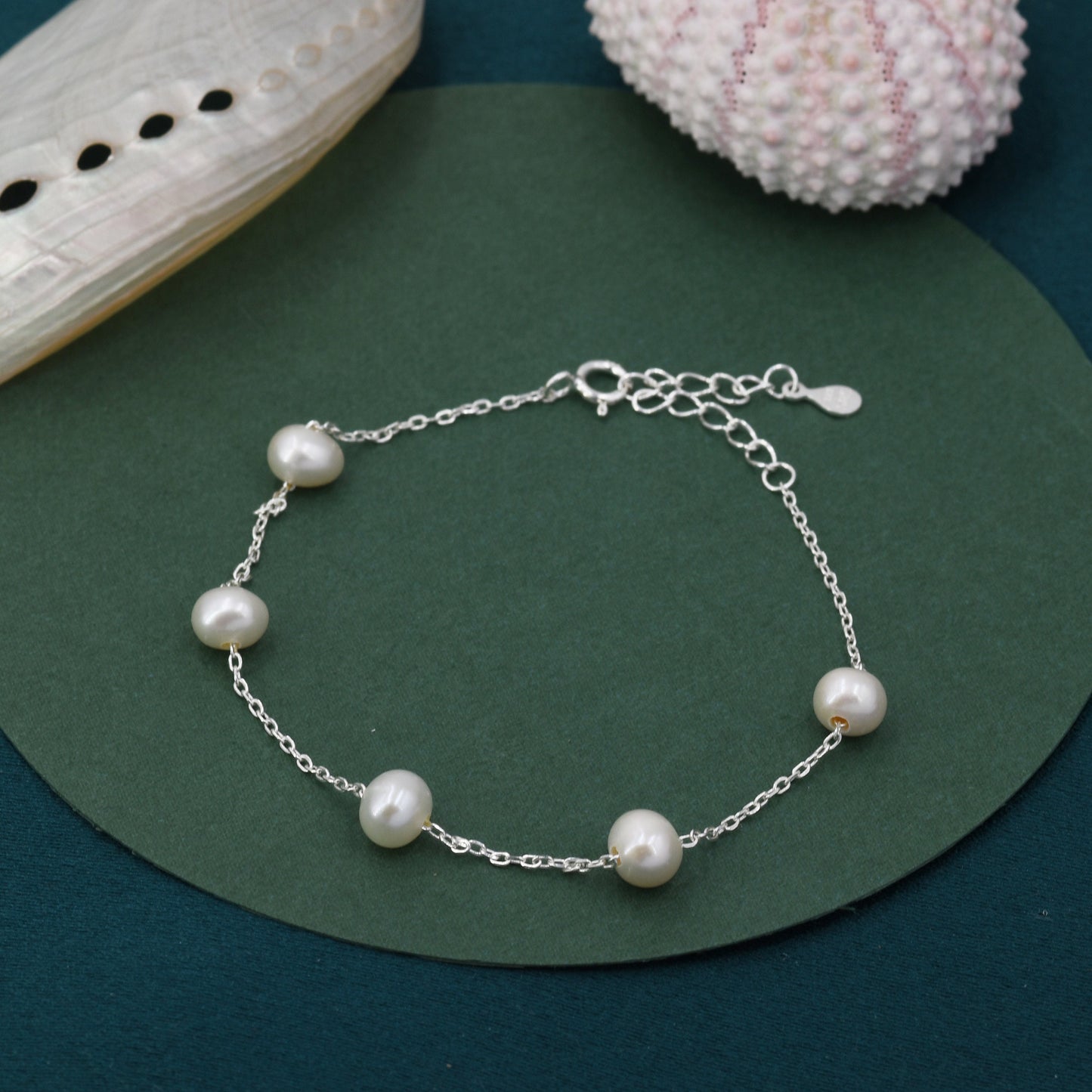 Sterling Silver Delicate Freshwater Pearl Beaded Bracelet, Genuine Freshwater Keshi Pearls, Natural Pearl Bracelet