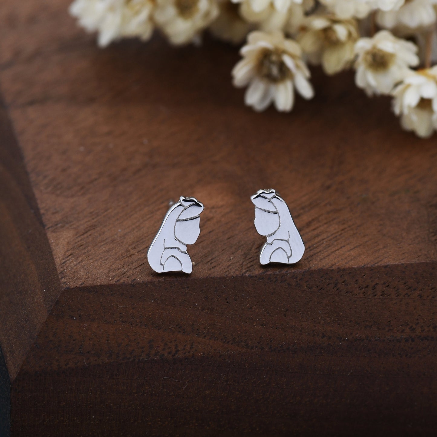 Alice Stud Earrings in Sterling Silver, Silver or Gold or Rose Gold, Alice Stud Earrings, Cute and Quirky Fairy Tale Jewellery