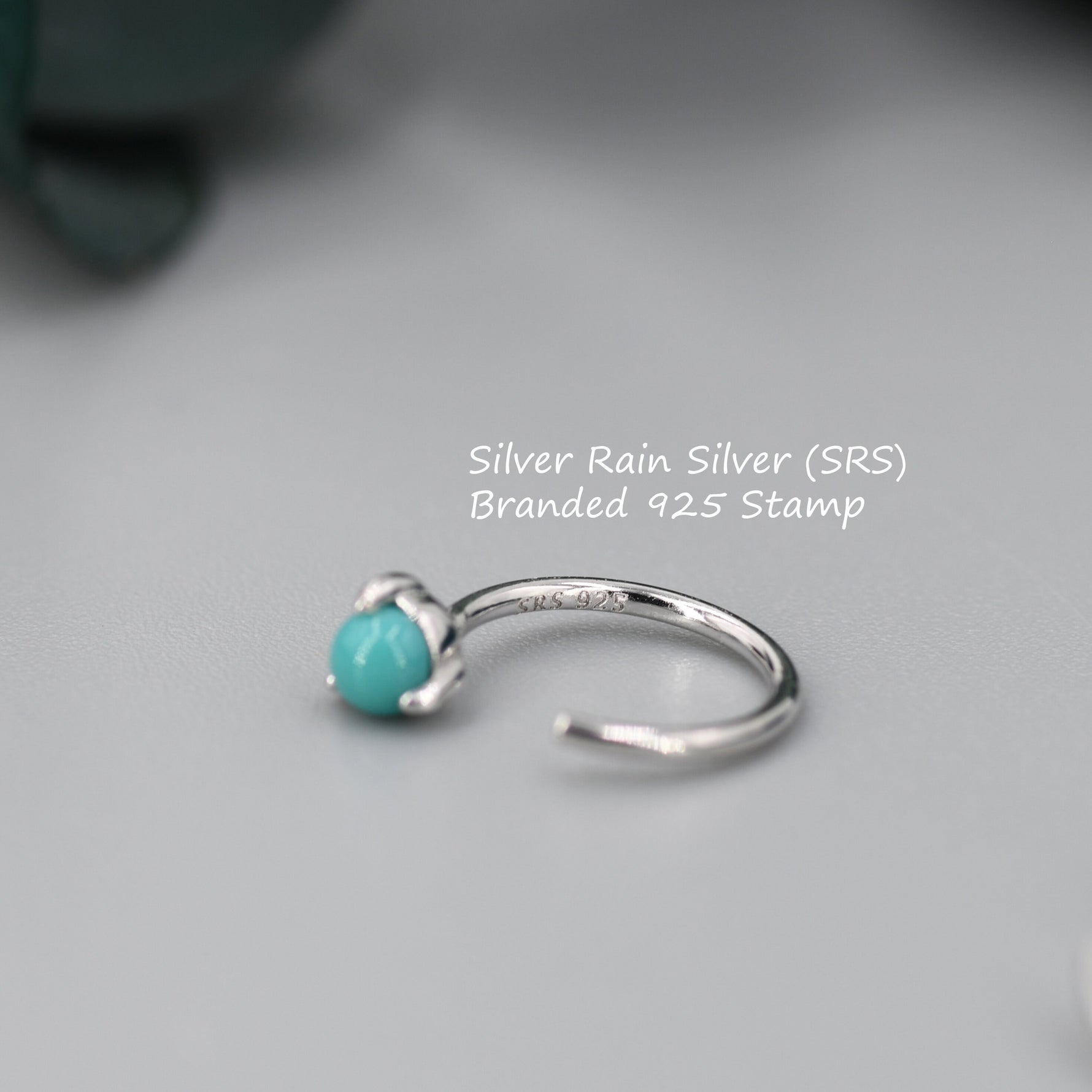 Genuine Green Turquoise Threader Hoop Earrings in Sterling Silver, Silver or Gold, Green Turquoise Turquoise Open Hoop Pull Through Earrings