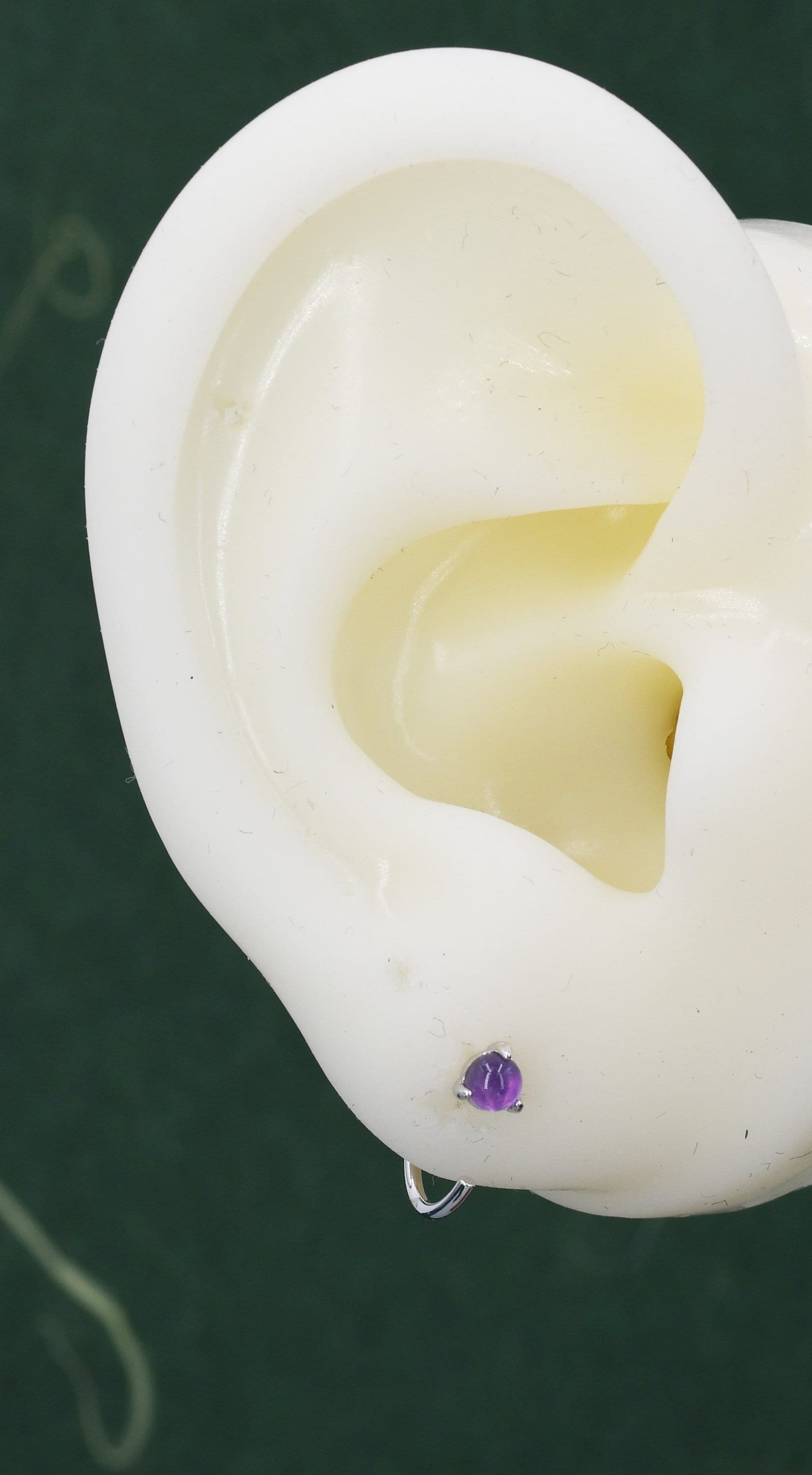 Genuine Amethyst Huggie Hoop Earrings in Sterling Silver, 3mm Natural Purple Amethyst Open Hoops, Pull Through Threaders, C Shape Half Hoops