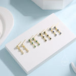 Triple CZ Dangle Chain Stud Drop Earrings in Sterling Silver, Silver or Gold, Three CZ Chain Earrings, CZ Drop Earrings