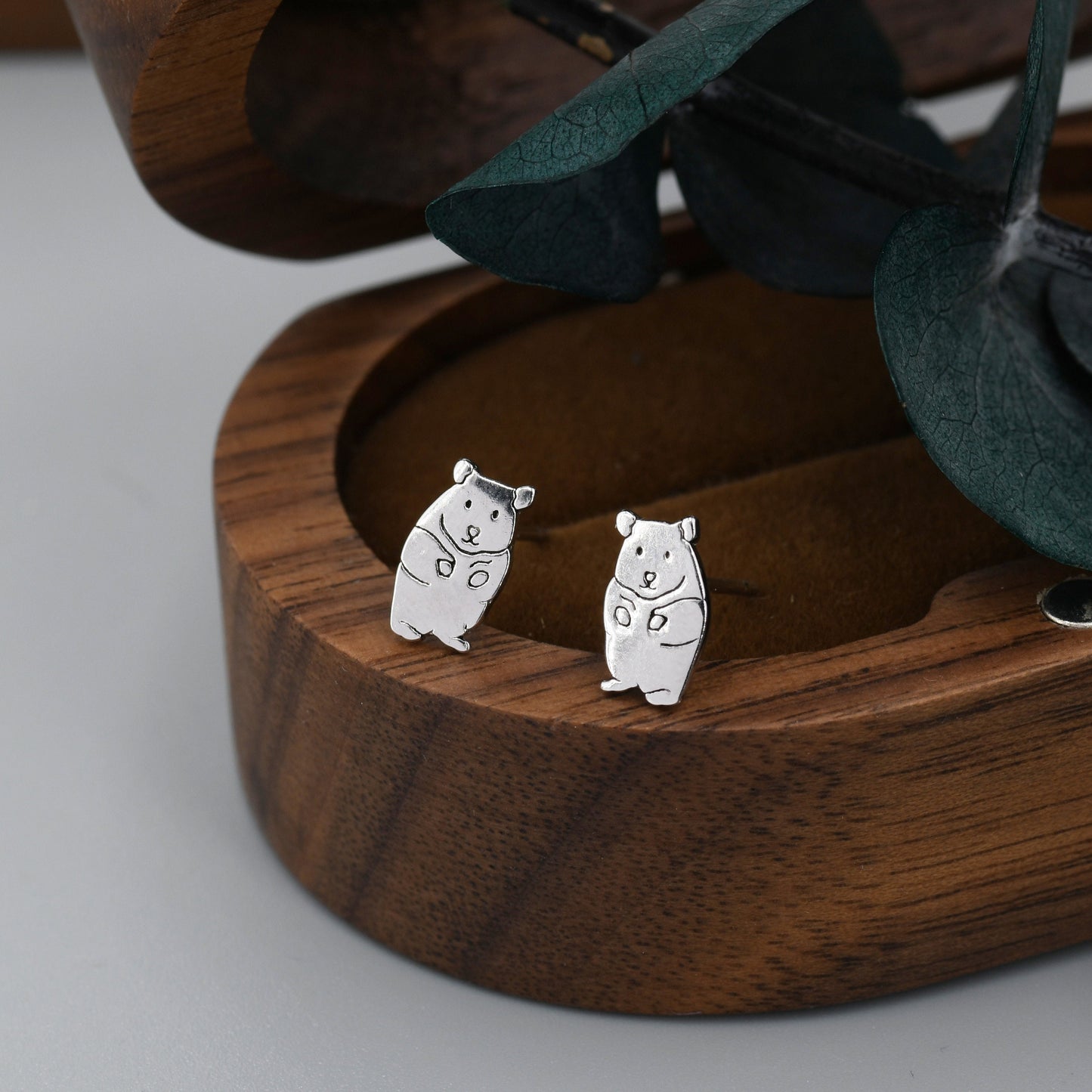 Kawaii Hamster Stud Earrings in Sterling Silver, Cute Hamster Earrings, Pet Earrings, Pet Jewellery