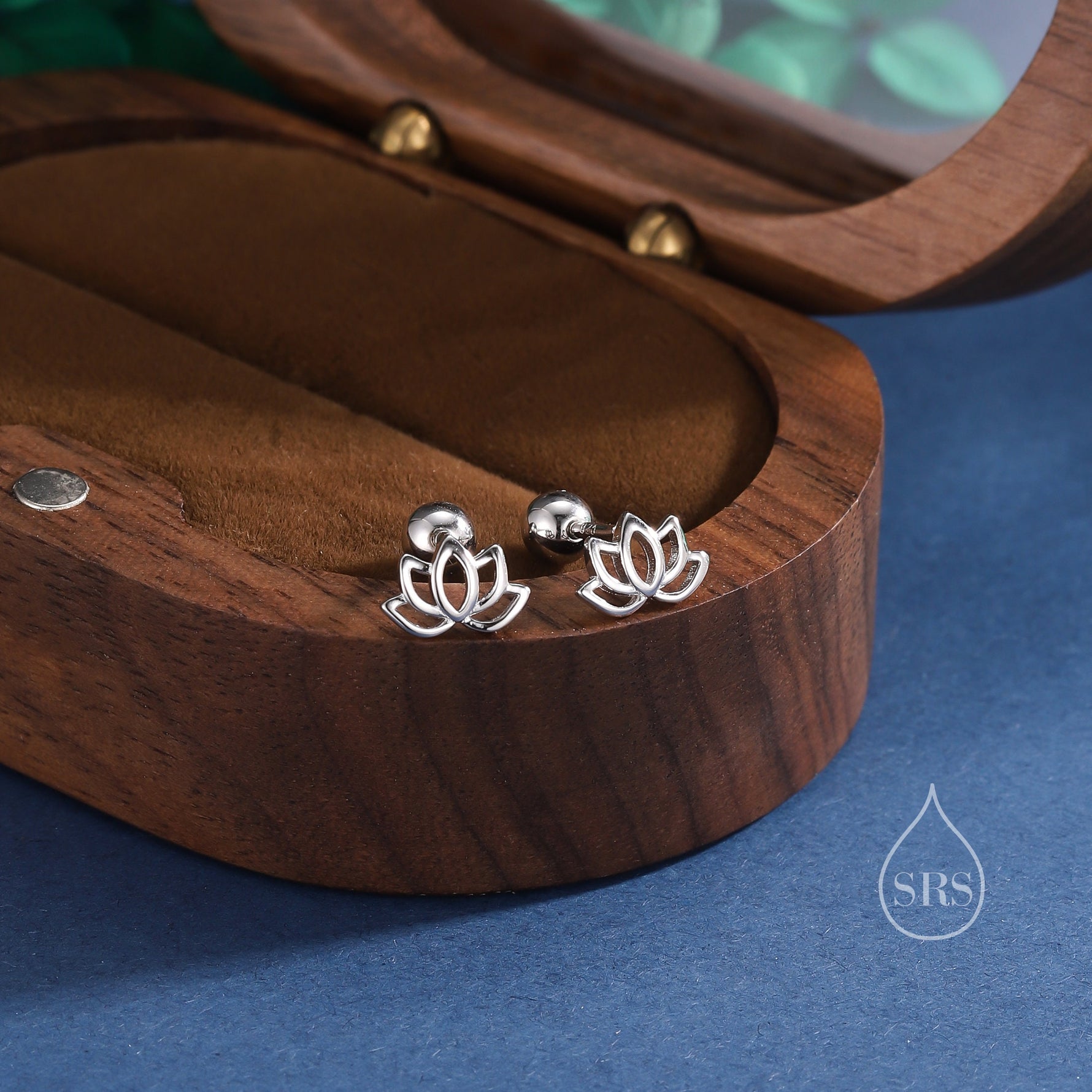 Lotus Flower Screw Back Earrings in Sterling Silver, Silver or Gold, Nature Inspired, Botanical Screwback Earrings