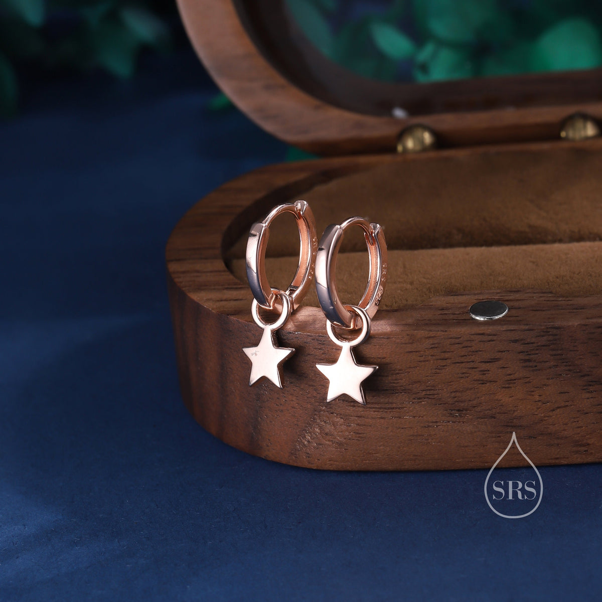 Star Charm Huggie Hoop Earrings in Sterling Silver, Detachable Charm Hoops, Celestial Earrings, Silver, Gold and Rose Gold