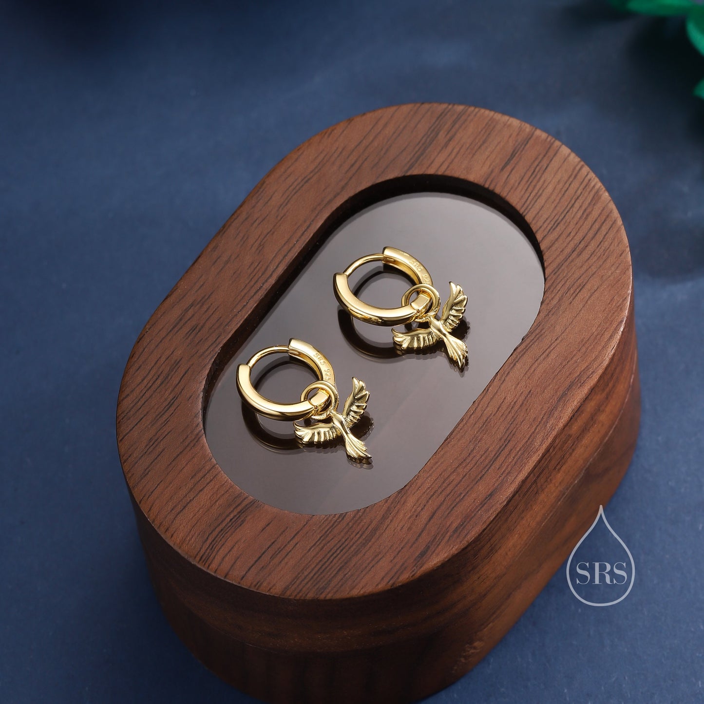 Phoenix Bird Charm Huggie Hoop Earrings in Sterling Silver, Silver, Gold or Rose Gold, Phoenix Earrings, Detachable Charm Hoops