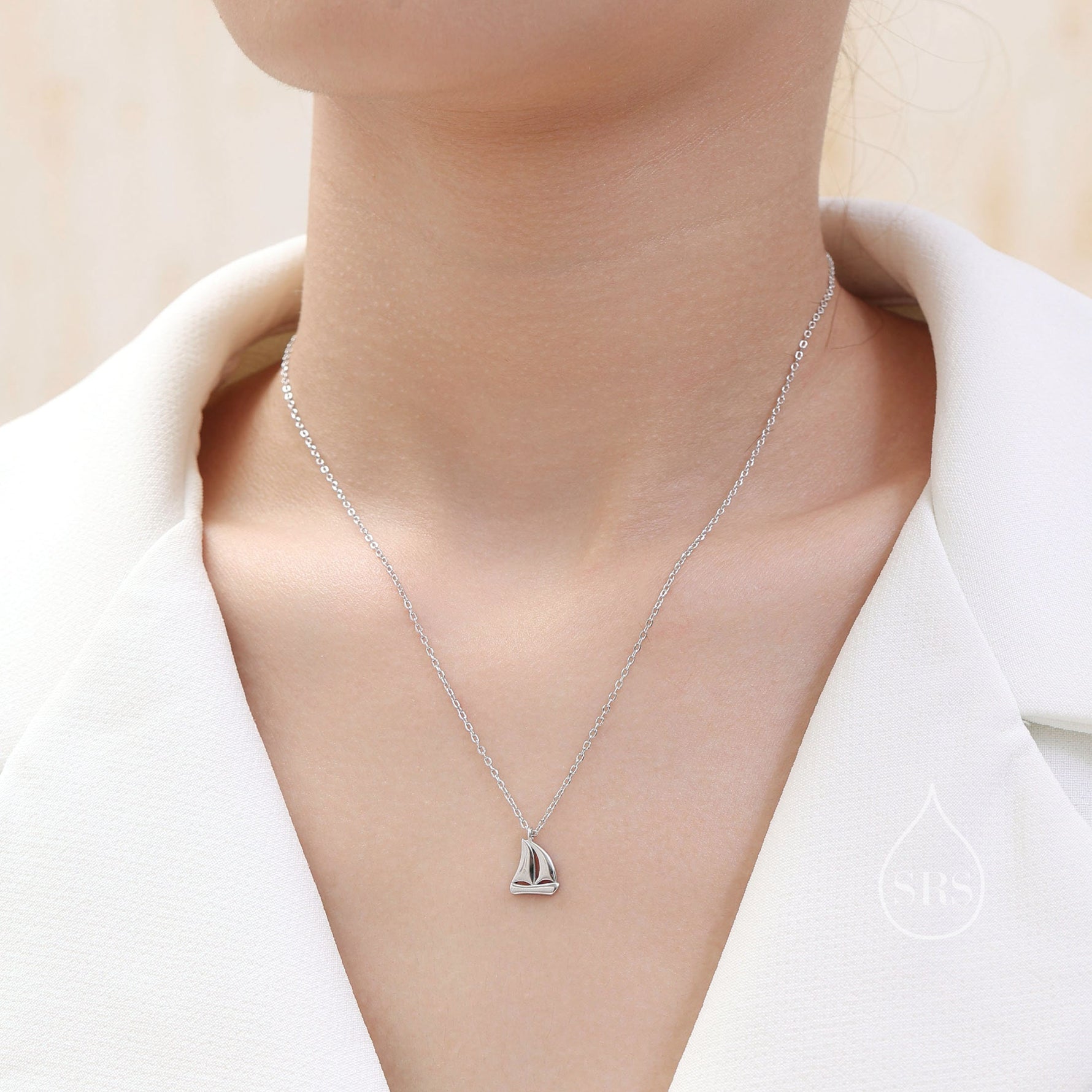 Sailing Boat Pendant Necklace in Sterling Silver, Silver or Gold, Boat Necklace, Sterling SIlver Boat Pendant
