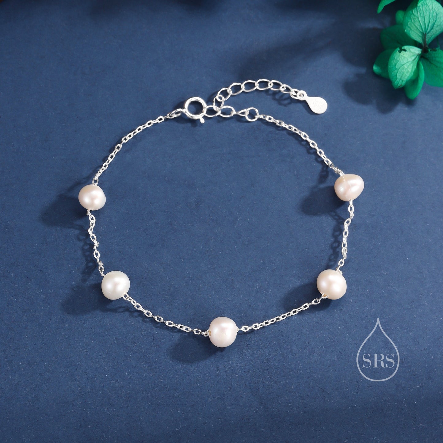 Sterling Silver Delicate Freshwater Pearl Beaded Bracelet, Genuine Freshwater Keshi Pearls, Natural Pearl Bracelet