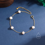 Freshwater Keshi Pearls Station Bracelet