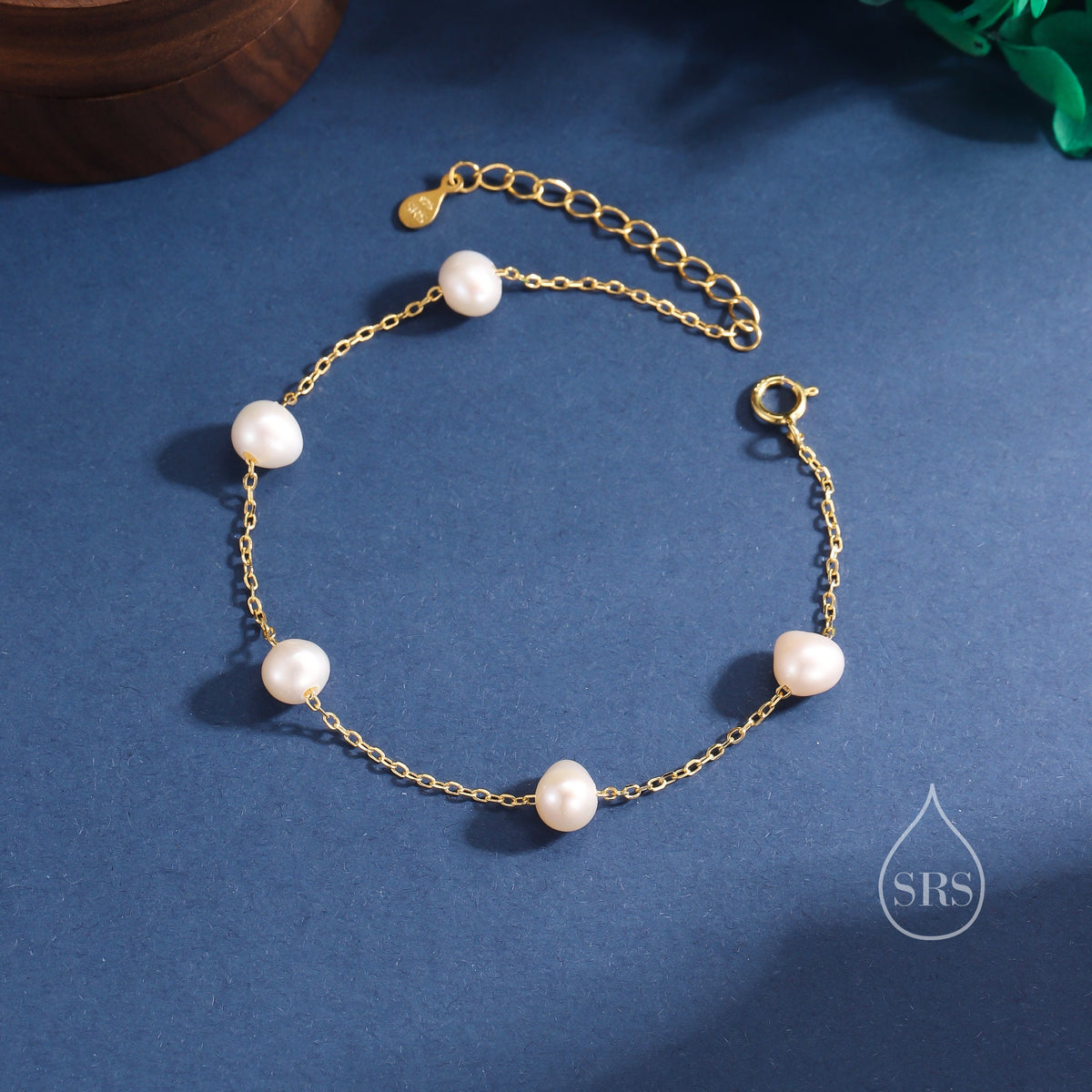 Freshwater Keshi Pearls Station Bracelet