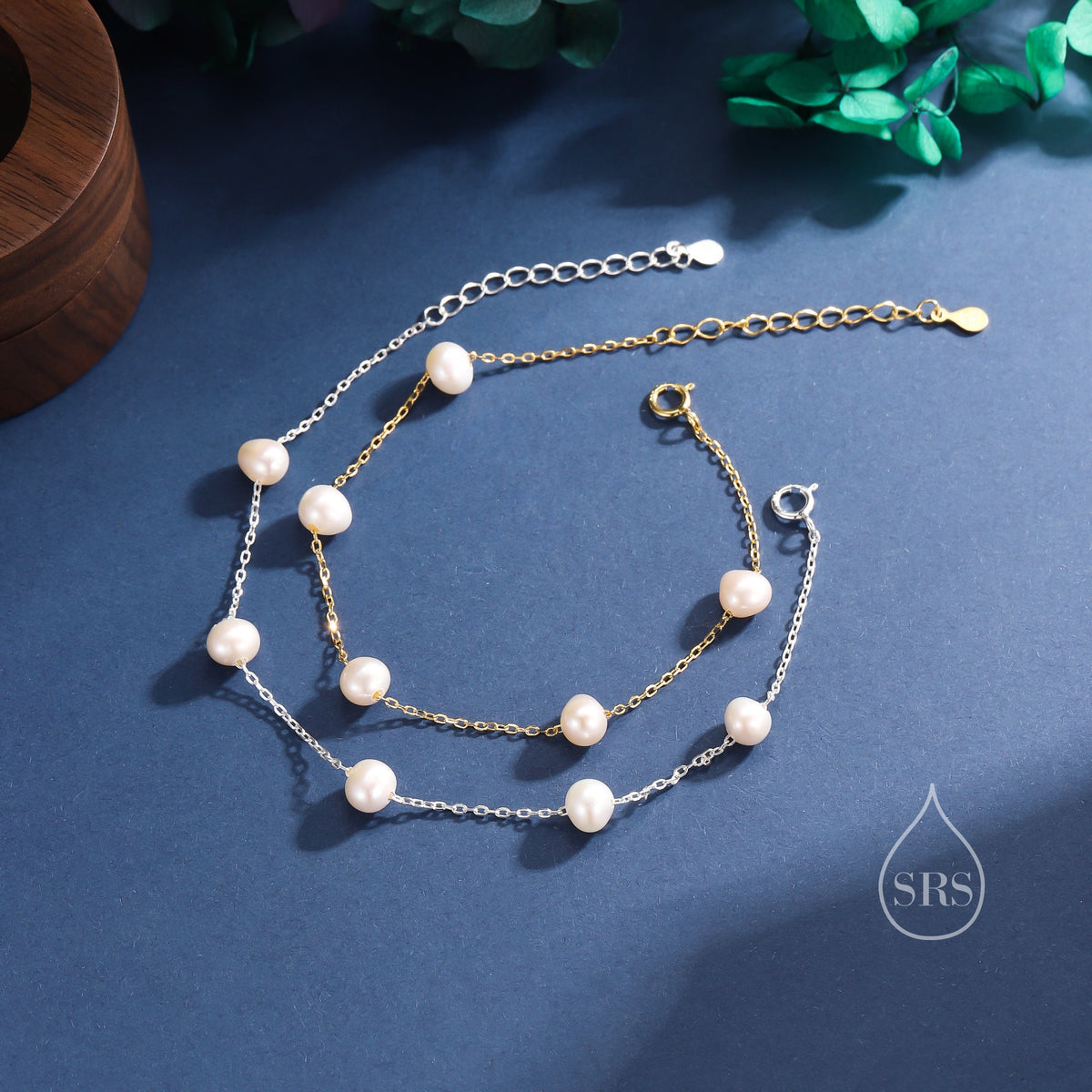 Freshwater Keshi Pearls Station Bracelet