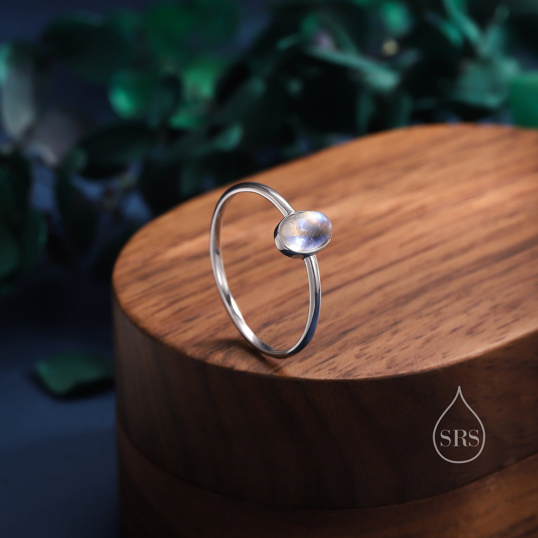 Moonstone Oval Ring in Sterling Silver, US 5 - 8, Delicate Opal Stone Ring, Lab Moonstone Ring, Lab Moonstone Ring
