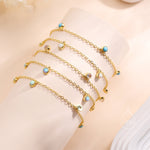 Delicate Turquoise Charm Bracelet in Sterling Silver, Silver or Gold, Sterling Silver Tiny Blue Turquoise Bracelet