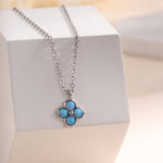 Blue Opal Hydrangea Pendant Necklace in Sterling Silver, Silver or Gold, Blue Opal Four Dot Necklace, Sterling Silver Opal Pendant