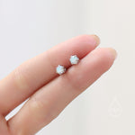 Sterling Silver Aurora AB CZ Stud Earrings, 4mm Minimal Aurora Colour Changing CZ Earrings, Tiny Iridescent Crystal Stud