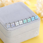Blue Opal Hydrangea Screw Back Earrings in Sterling Silver - Gold or Silver - Opal Flower Earrings, Four Fire Opal Stud