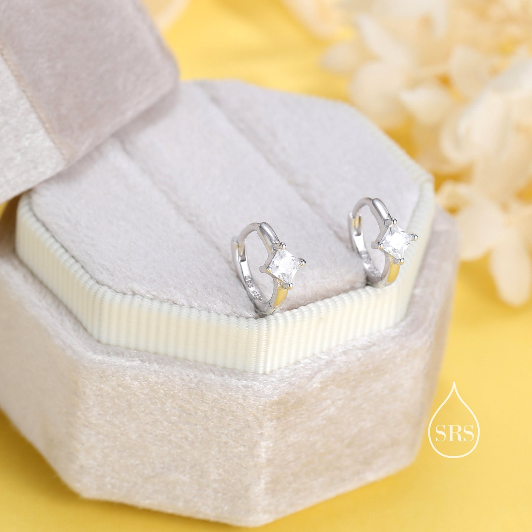 Single CZ Crystal Huggie Hoop in Sterling Silver, Silver or Gold, Minimalist Simple Hoop Earrings