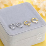 Single CZ Crystal Huggie Hoop in Sterling Silver, Silver or Gold, Minimalist Simple Hoop Earrings