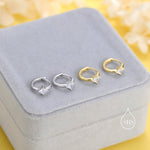Single CZ Crystal Huggie Hoop in Sterling Silver, Silver or Gold, Minimalist Simple Hoop Earrings