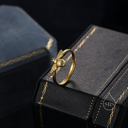 Bumble Bee Ring in Sterling Silver, Adjustable Size, Silver or Gold, Bee Ring, Honey Bee Ring, Nature Jewellery, Animal Ring, Bee Jewellery