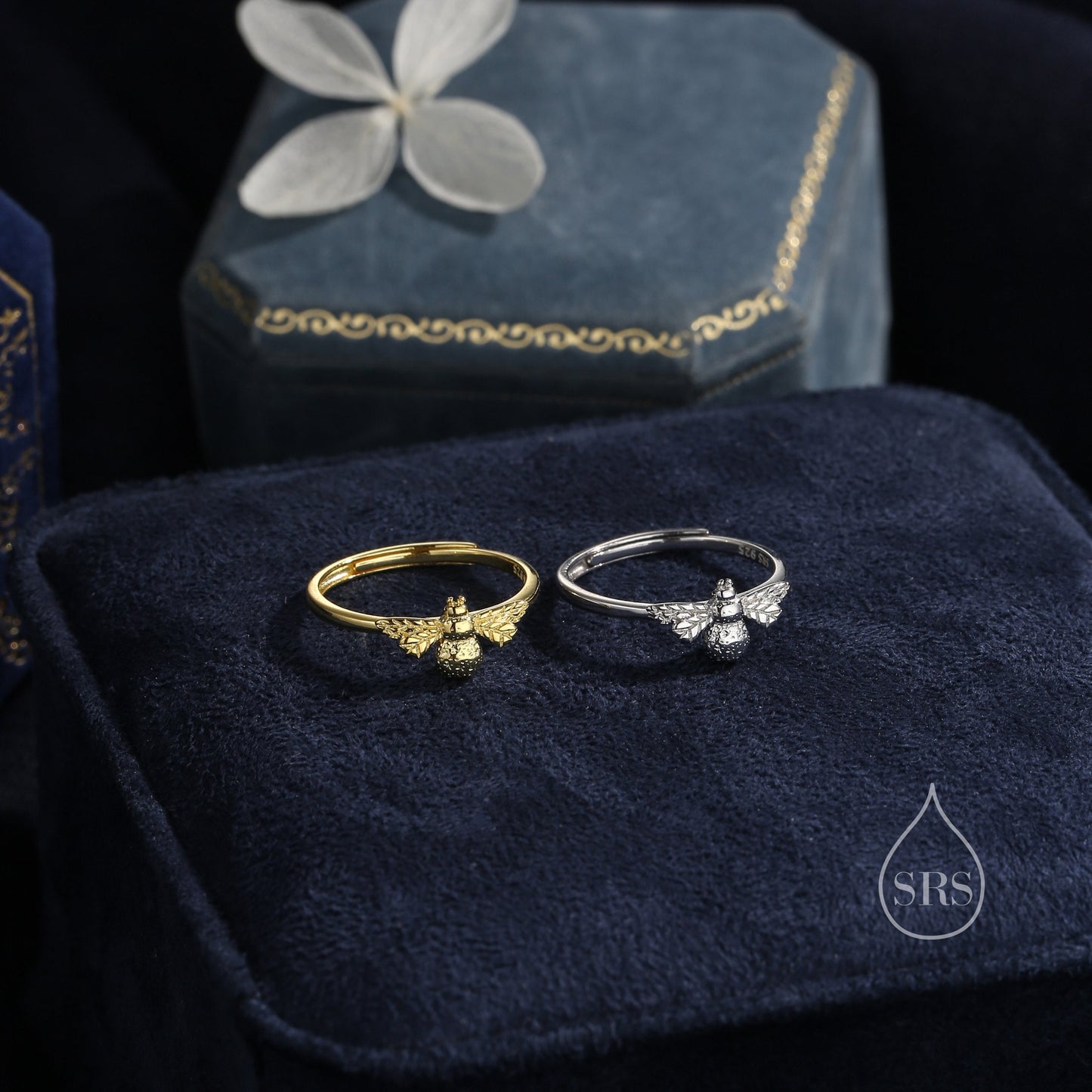 Bumble Bee Ring in Sterling Silver, Adjustable Size, Silver or Gold, Bee Ring, Honey Bee Ring, Nature Jewellery, Animal Ring, Bee Jewellery