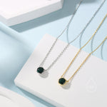 Emerald Green CZ Bezel Pendant Necklace in Sterling Silver, 6mm Emerald Green Zircon Necklace, Green Necklace