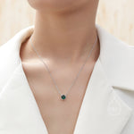 Emerald Green CZ Bezel Pendant Necklace in Sterling Silver, 6mm Emerald Green Zircon Necklace, Green Necklace