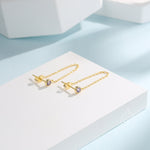 Purple CZ Chain Ear Jacket in Sterling Silver, Silver or Gold, Front and Back Earrings, Two Part Earrings, CZ with Linking Chain Earrings