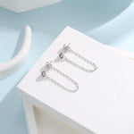 Purple CZ Chain Ear Jacket in Sterling Silver, Silver or Gold, Front and Back Earrings, Two Part Earrings, CZ with Linking Chain Earrings
