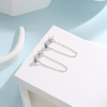 Sapphire Blue CZ Chain Ear Jacket in Sterling Silver, Silver or Gold, Front and Back Earrings, Two Part Earrings, Linking Chain Earrings