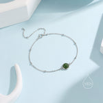 Green Jade Gemstone Bracelet with Satellite Chain