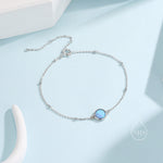 Blue Opal Gemstone Bracelet with Satellite Chain
