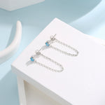 Natural Turquoise and Chain Ear Jacket in Sterling Silver, Silver or Gold, Turquoise Prong Earrings, Front and Back Earrings