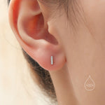 Tiny CZ Bar Screw Back Earrings in Sterling Silver, Silver or Gold, Stacking Earrings, Barbell Earrings, Helix Earrings