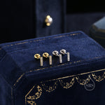 Tiny CZ Bar Screw Back Earrings in Sterling Silver, Silver or Gold, Stacking Earrings, Barbell Earrings, Helix Earrings