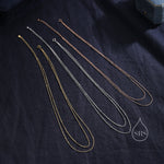 Double Layer Necklace in Sterling Silver with Satellite Chain, Silver or Gold or Rose Gold, Chain Necklace