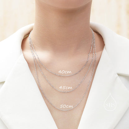 Minimalist Skinny Figaro chain Choker Necklace in Sterling Silver, Available in Three Lengths, Silver or Gold, Skinny and Delicate Necklace