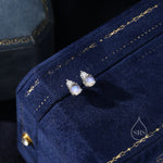 Sterling Silver Tiny Moonstone and CZ Stud Earrings, CZ and Moonstone Earrings, Lab Created Moonstone Earrings