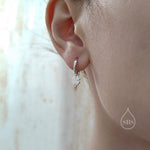 Four Leaf Clover Huggie Hoop Earrings in Sterling Silver, Silver, Gold or Rose Gold, Irish Earrings, Detachable