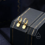 Four Leaf Clover Huggie Hoop Earrings in Sterling Silver, Silver, Gold or Rose Gold, Irish Earrings, Detachable